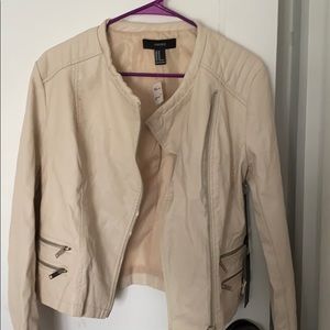 F21 beige leather jacket